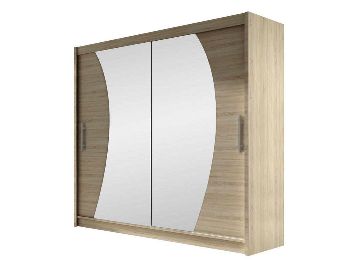 KLEIDERSCHRANK London IX - Silberfarben/Sonoma Eiche, Holzwerkstoff/Kunststoff (180/215/58cm) - MIRJAN24