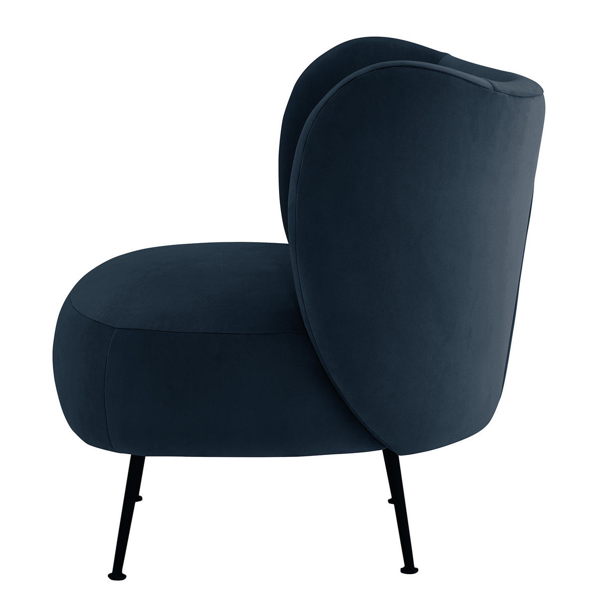 LOUNGESESSEL - Massivholz / Textil - Blau/Schwarz, Textil/Metall (61/78/71cm) - home24
