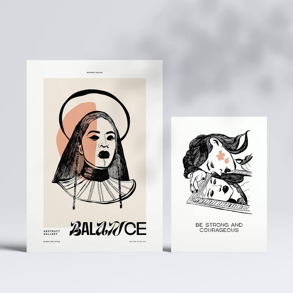 POSTER Set Mit 6 In Schwarzer Tinte Tapfer A3 & A4 Rahmenlos - Klar, Papier (29/3cm) - Nacnic