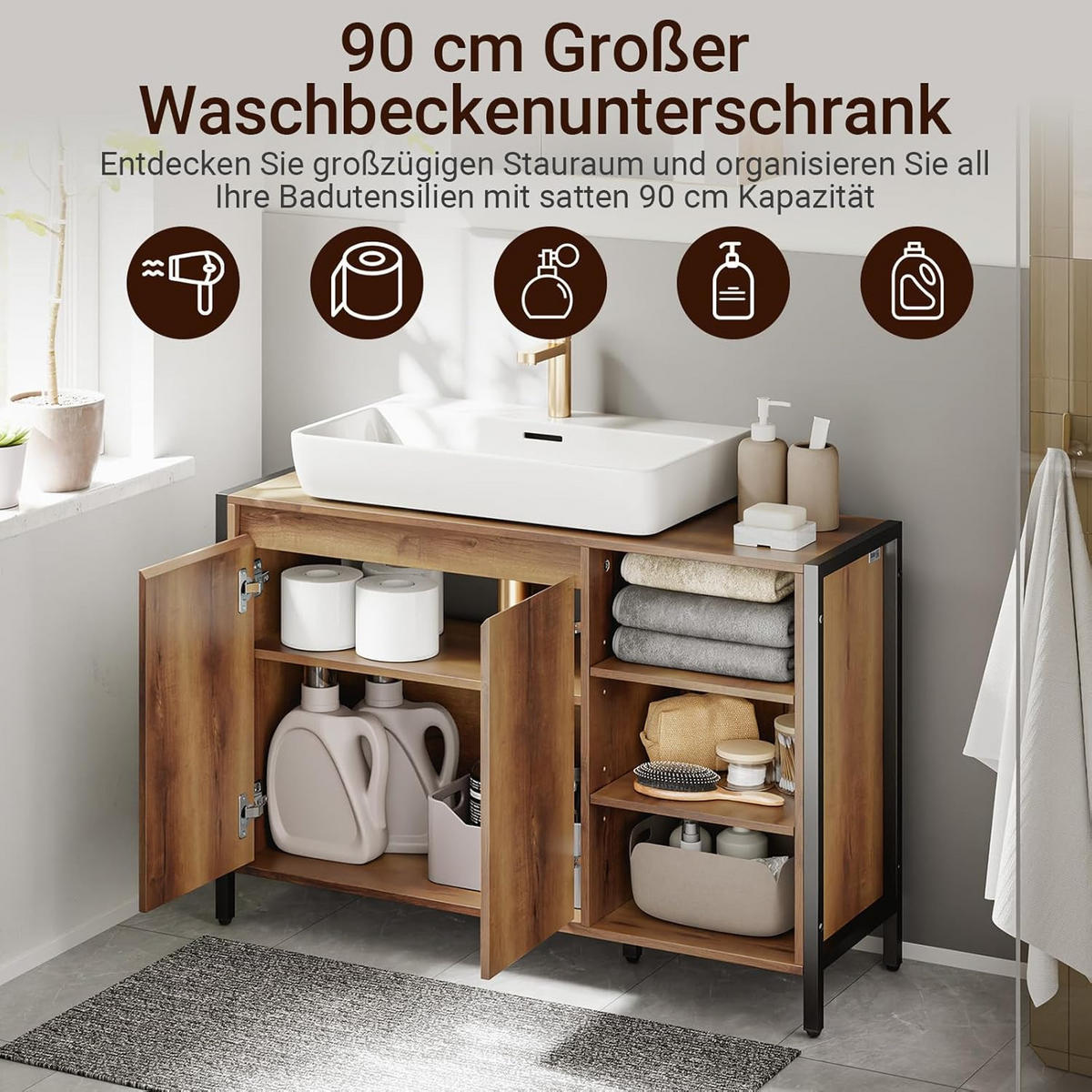 HANDFATSSKÅP Ljusbrun 60x90x30cm - Ljusbrun, Träbaserade material (90/60/30cm) - SoBuy
