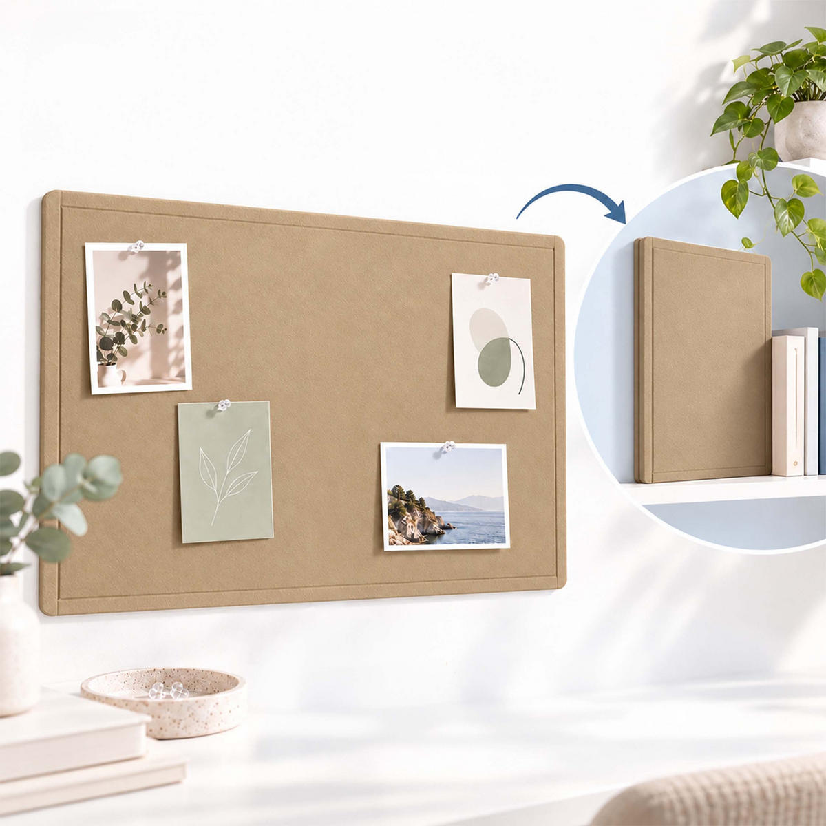PINNWAND Beige Filz faltbar 84x59 cm - Beige, Textil (59/84/1cm) - Relaxdays