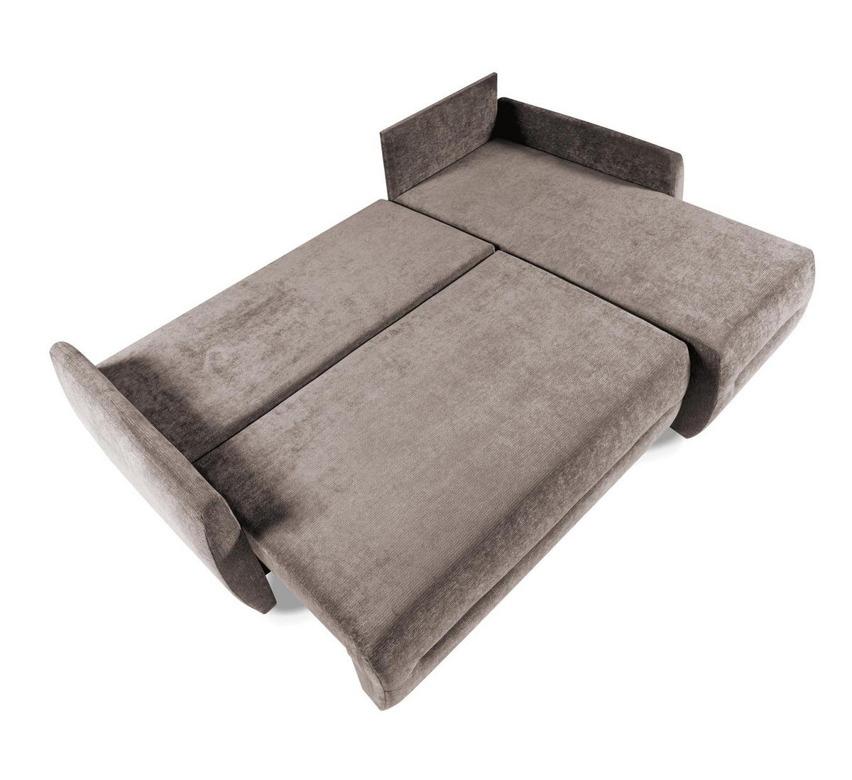 ECKSOFA mit Schlaffunktion KATANIA - Chenille-Stoff Taupe - Inkl. Bettkasten - Taupe, Textil (225/153cm) - Bettso
