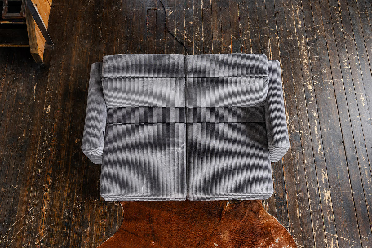 SOFA KIANA Anthrazit Cord Relaxfunktion - Anthrazit/Schwarz, Kunststoff/Textil (227/80/110cm) - KAWOLA