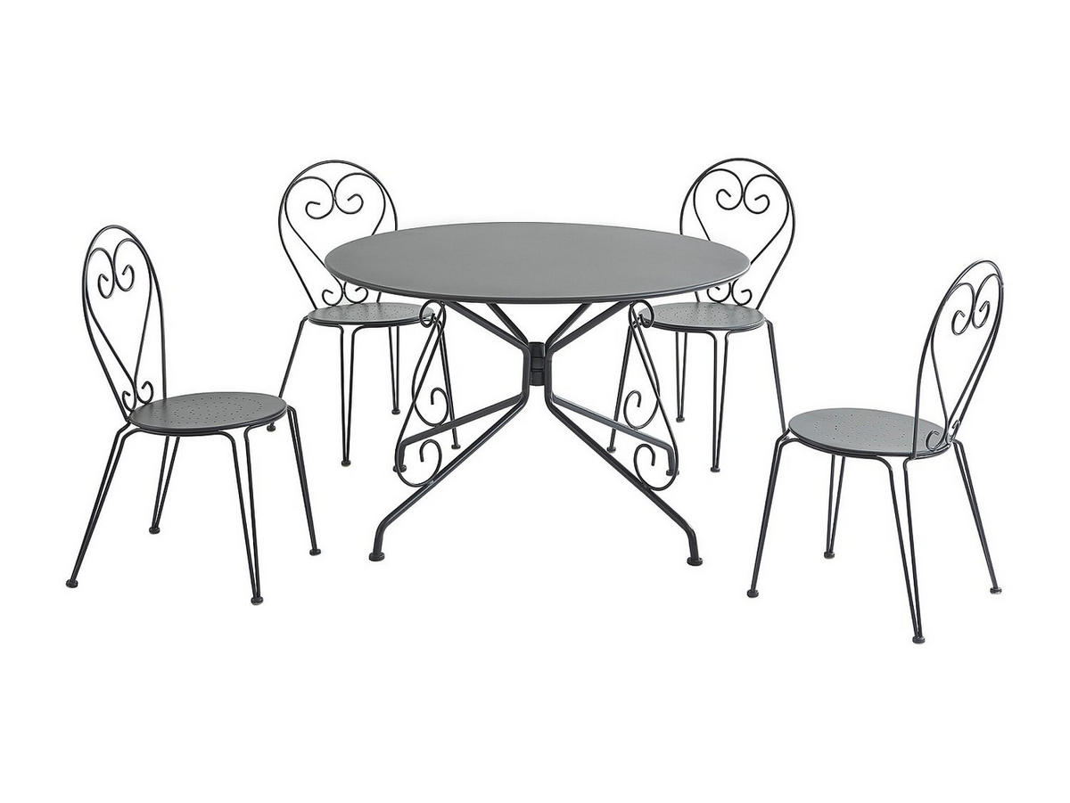 GARTENESSGRUPPE im Set - 4 -Sitzer - Metall - anthrazitgrau - GUERMANTES - Anthrazit, Metall - Vente-Unique