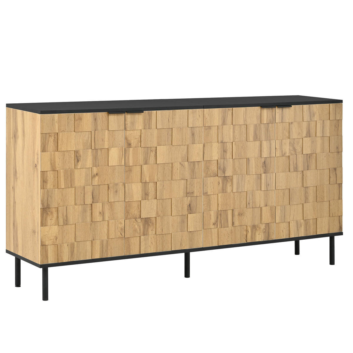 SIDEBOARD 160/35/80,5 cm in Natur mit 2 Türen und Mosaik-Front - Naturfarben, Holzwerkstoff (160/80/35cm) - Flora Grace