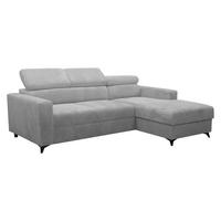 ECKSOFA Milano Premium Cord, Seite: Rechts 2R+LC - Hellgrau/Schwarz, Holz/Textil (236/172cm) - MIRJAN24