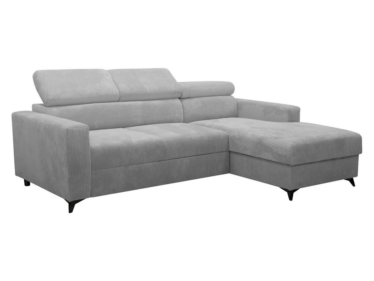 ECKSOFA Milano Premium Cord, Seite: Rechts 2R+LC - Hellgrau/Schwarz, Holz/Textil (236/172cm) - MIRJAN24