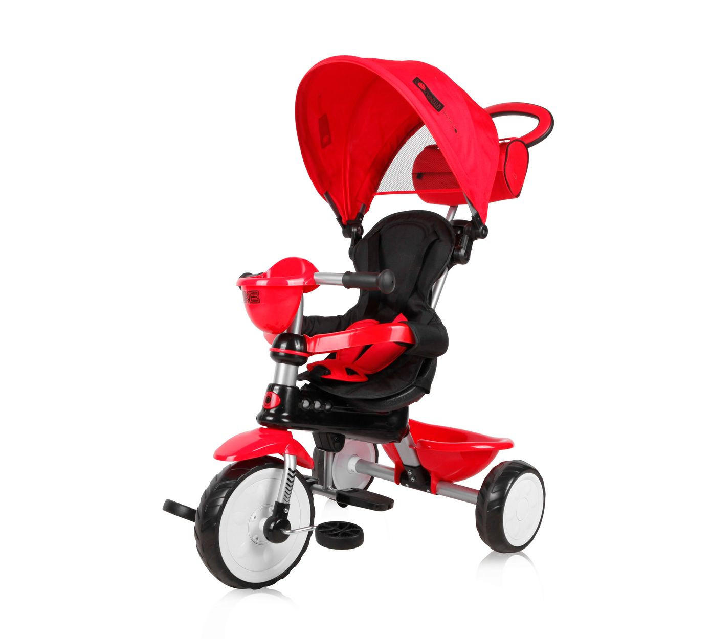 DREIRAD One 3 in 1 rot EVA-Reifen Schiebestange Anti-Rutsch Pedale umbaubar - Rot, Metall (70/50/96cm) - Lorelli