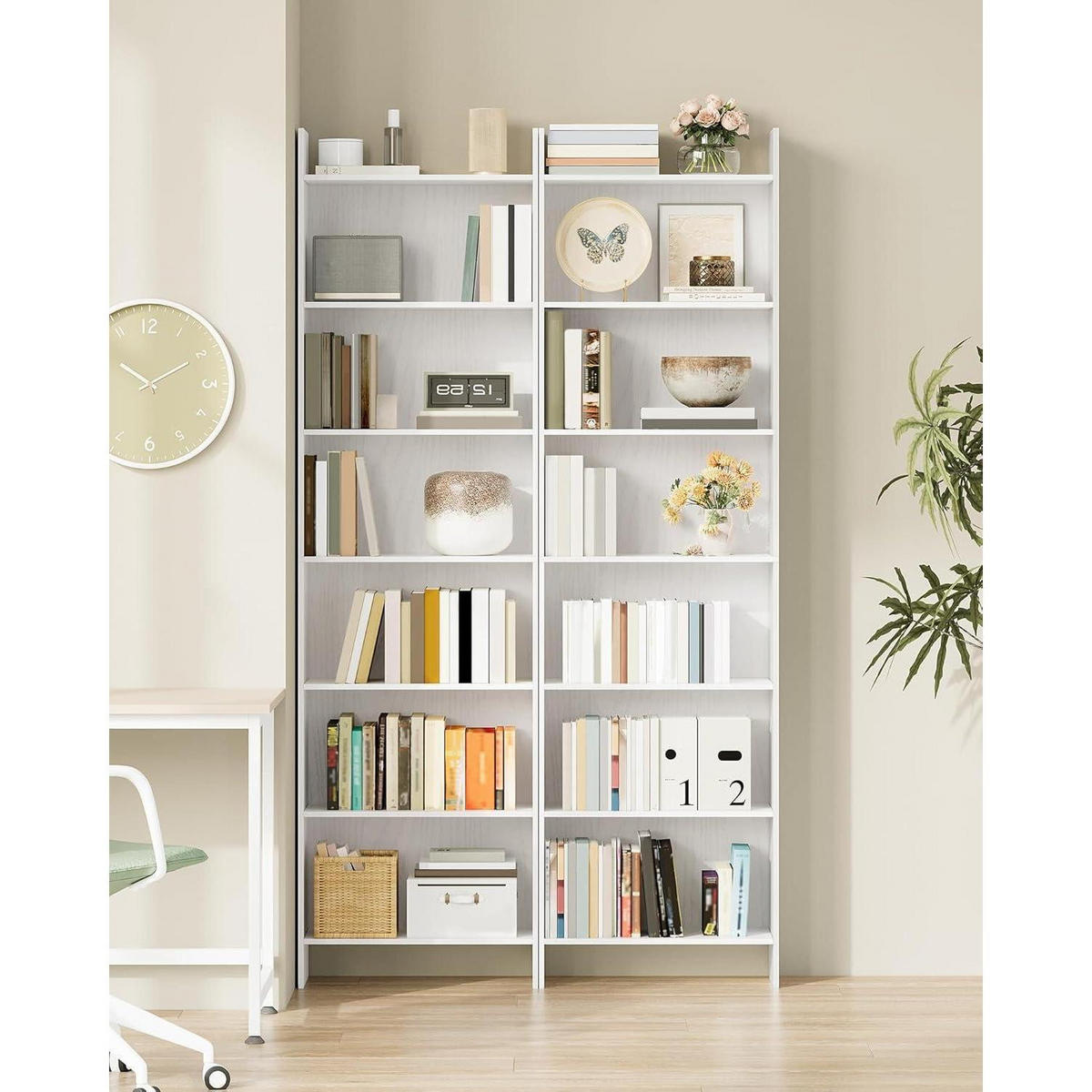 BÜCHERREGAL Standregal 7 Fächer Weiß 24 x 48 x 197,4 cm - Weiß, Holzwerkstoff (48/197.4/24cm)