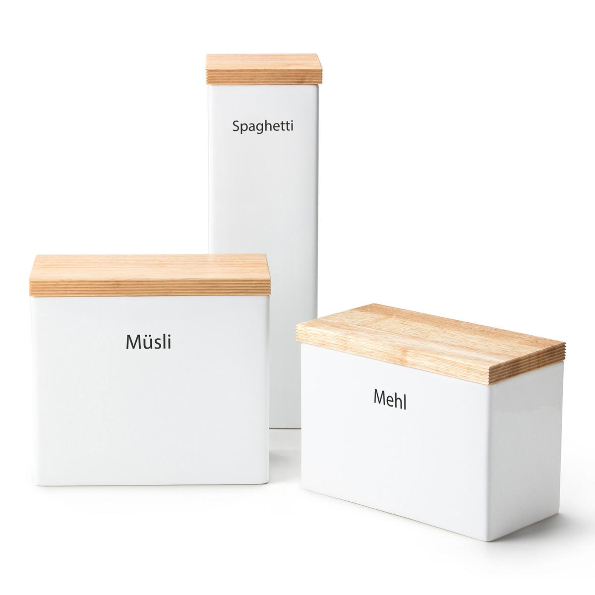 VORRATSDOSE mit Holzdeckel, Weiß, 20 x 10 x 18.5 cm - Weiß, Keramik (21/12/21cm) - Continenta
