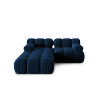 MODULARES-SOFA Bellis aus Samt königsblau 3 Sitzplätze - Blau, Textil (188/63/188cm) - Micadoni