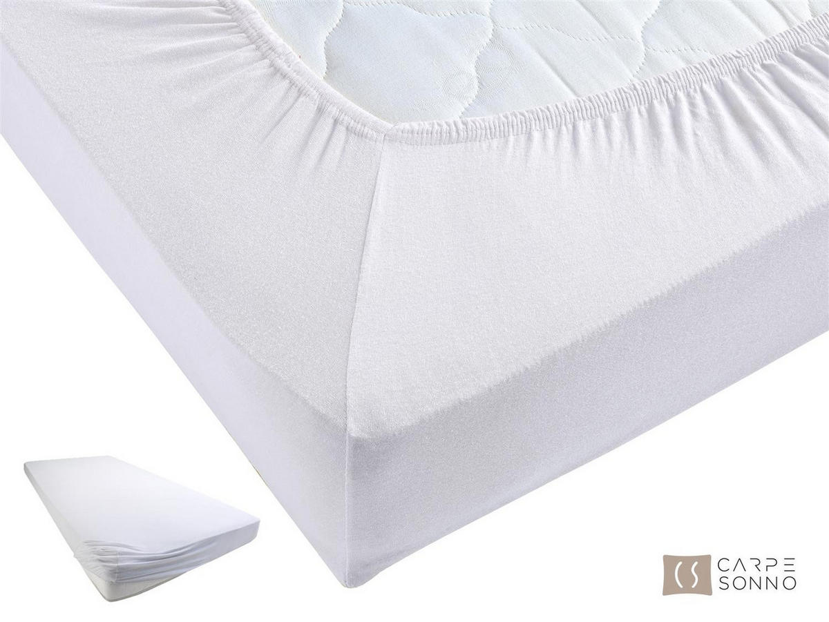 JERSEY-SPANNBETTLAKEN 160x200 cm aus 100% Baumwolle, Bettlaken Weiß Uni - Weiß, Textil (160/200cm) - Carpe Sonno