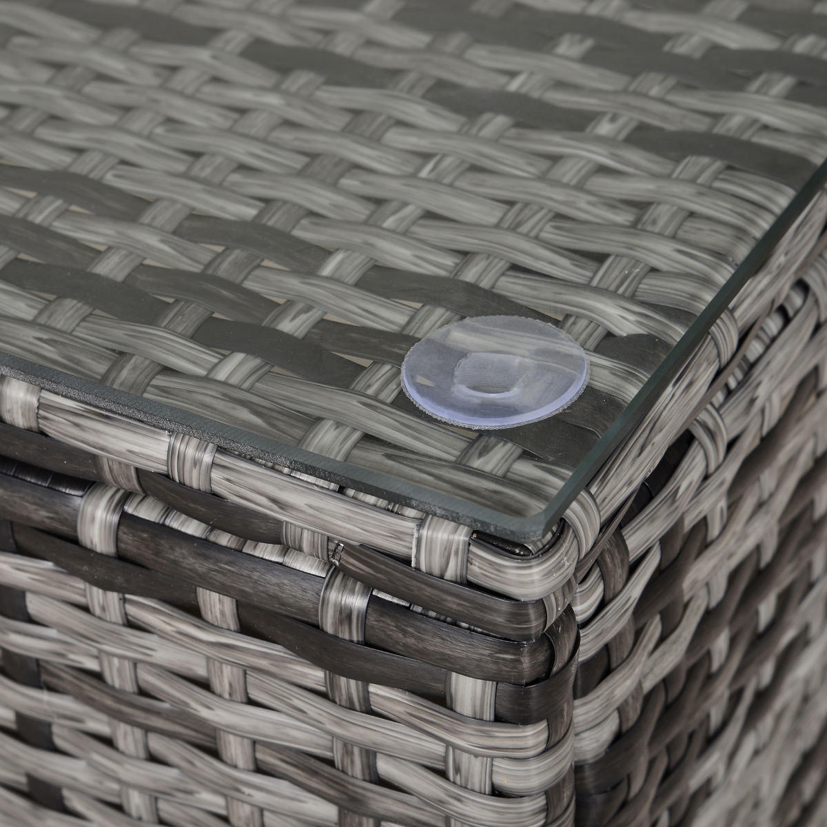 COUCHTISCH Rattan, Metall, Gehärtetes Glas, Grau - Grau, Kunststoff (85/50/39cm) - Outsunny