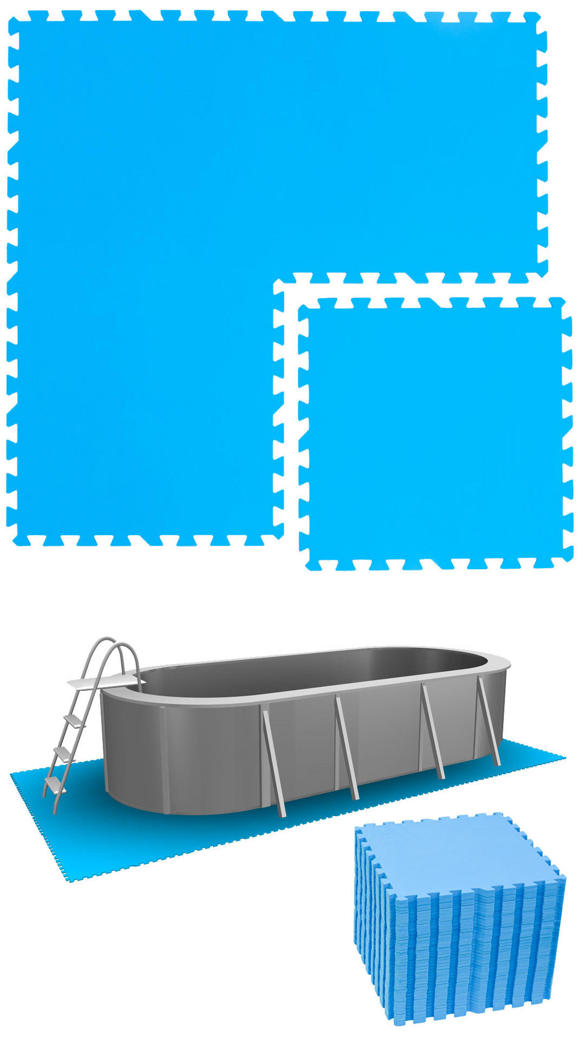 POOLMATTEN 9,5m² 40 EVA Matten 50 cm Blau - Blau, Kunststoff (50/50cm) - eyepower