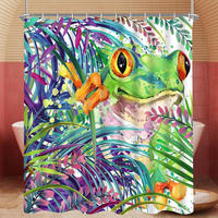 DUSCHVORHANG Bemalter Frosch 180 x 200 cm - Multicolor, Textil (180/200cm)