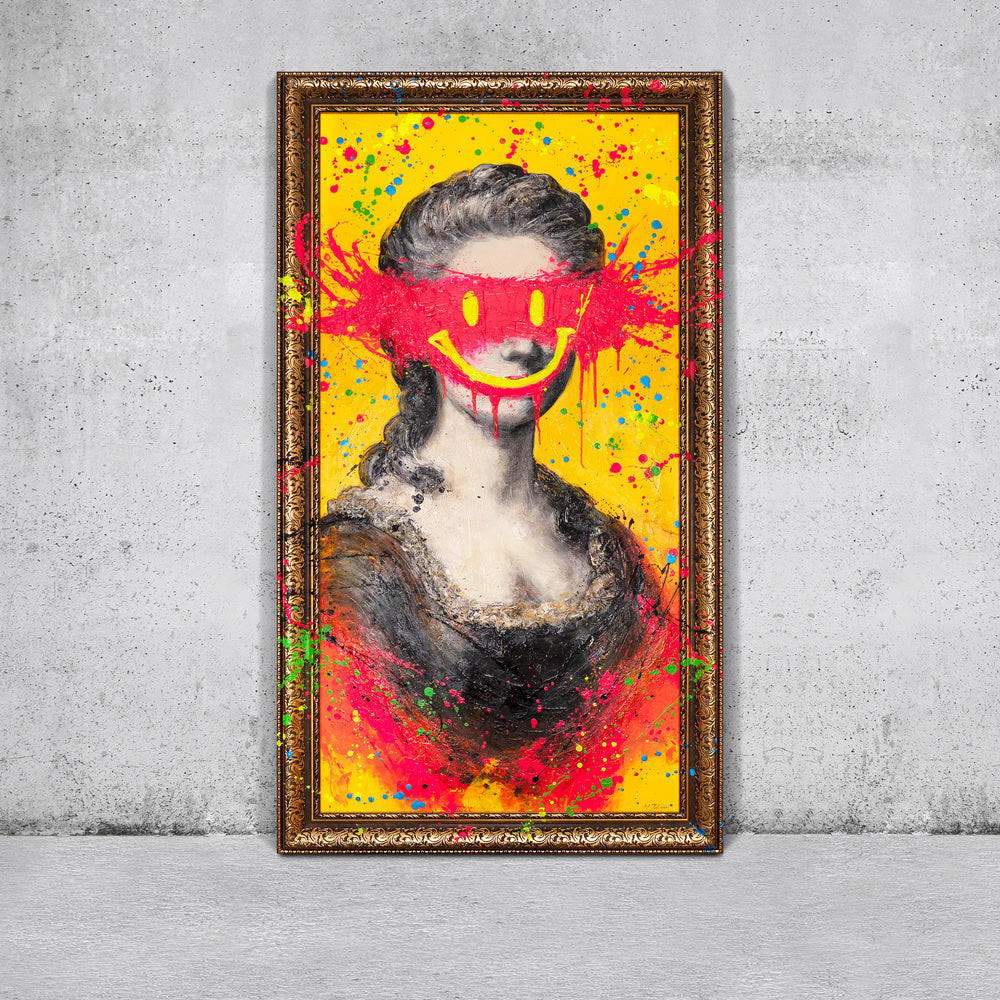 GEMÄLDE Madame Schattenfugenrahmen Gold 140x70 cm - Goldfarben, Holz (140/70cm) - YS-art gallery