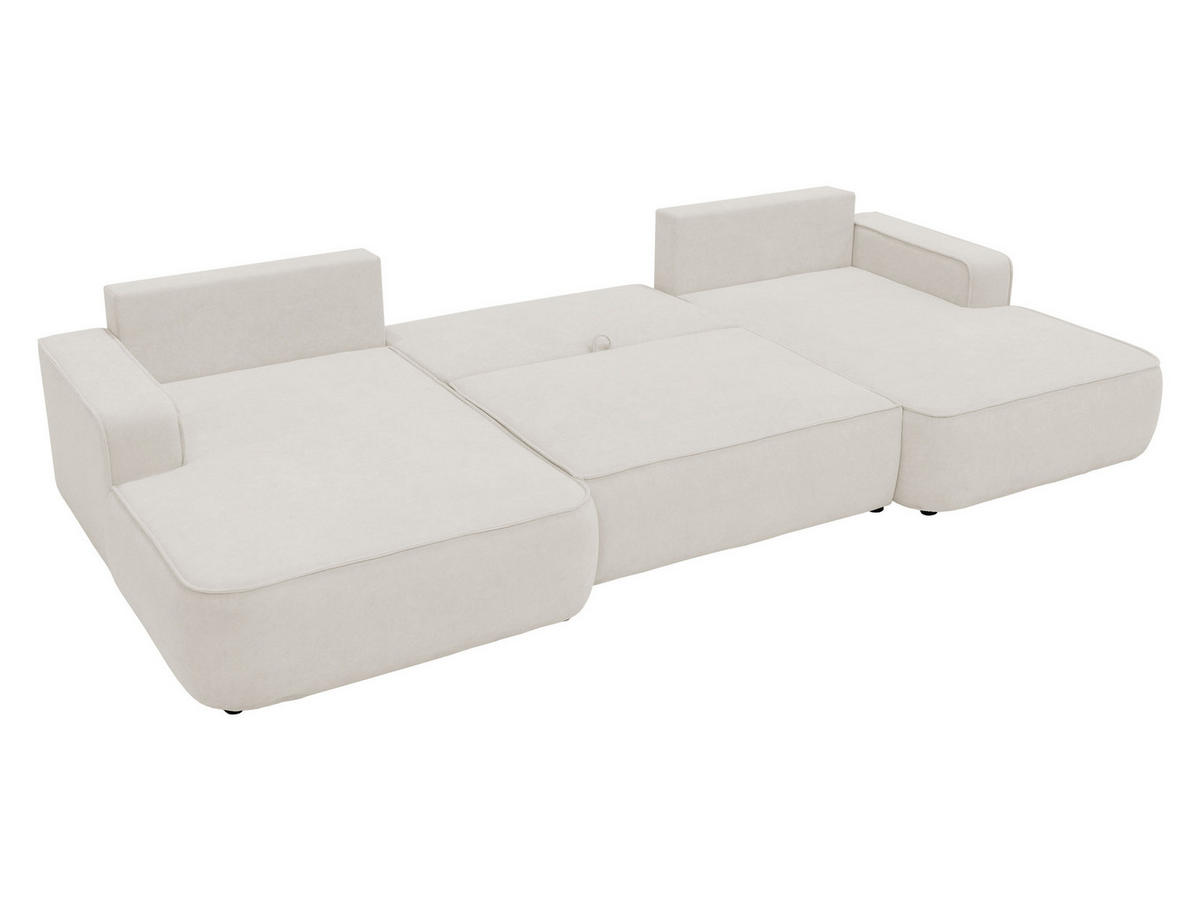 WOHNLANDSCHAFT Mono U - Hellgrau/Schwarz, Holz/Kunststoff (364/87/168cm) - MIRJAN24