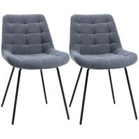 2ER Set Esszimmerstuhl Küchenstuhl Polsterstuhl mit Rückenlehne, Samt, Grau - Dunkelgrau, Kunststoff (61/79/50cm) - HOMCOM