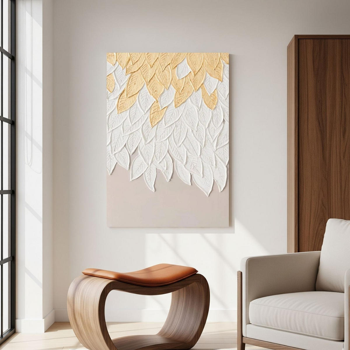 ACRYLBILD HANDGEMALT 60/90 cm - Beige/Weiß, Holz/Textil (60/90cm) - KUNSTLOFT