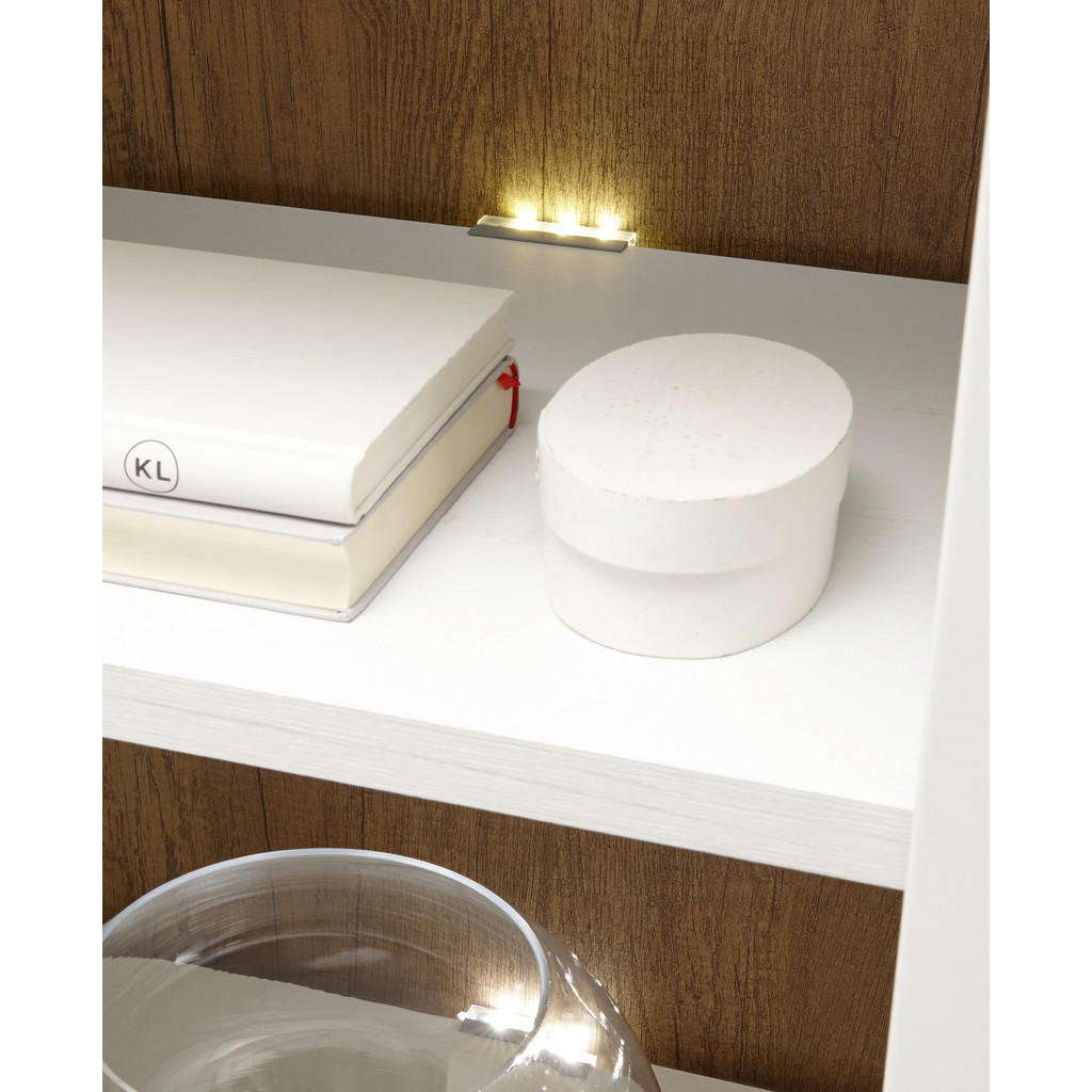 Thumbnail - Furn.Design Wohnwand, Weiß, Eiche, Metall, Nachbildung,Pinie, Uni, Holz Optik, 6 Fächer, 3 Schubladen, 300x198x43 cm, Wo...