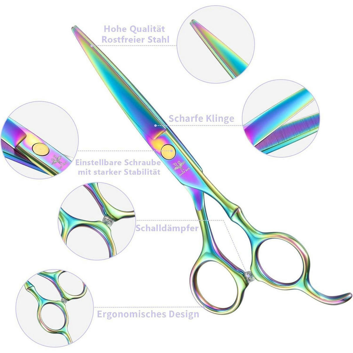 HAARSCHERE Set 10-teilig Edelstahl Regenbogenfarben - Multicolor, Metall (7.6/2.5/17.8cm)