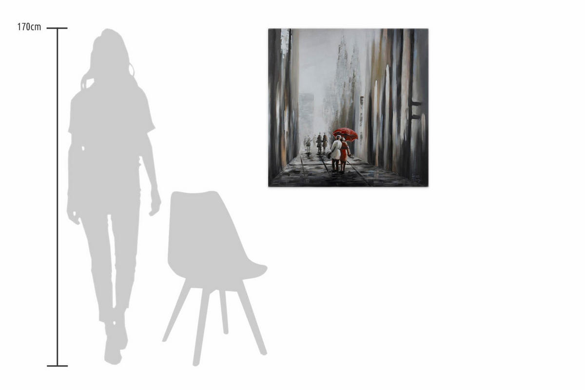 ÖLGEMÄLDE 80/80 cm - Schwarz/Grau, Holz/Textil (1.6/80cm) - KUNSTLOFT
