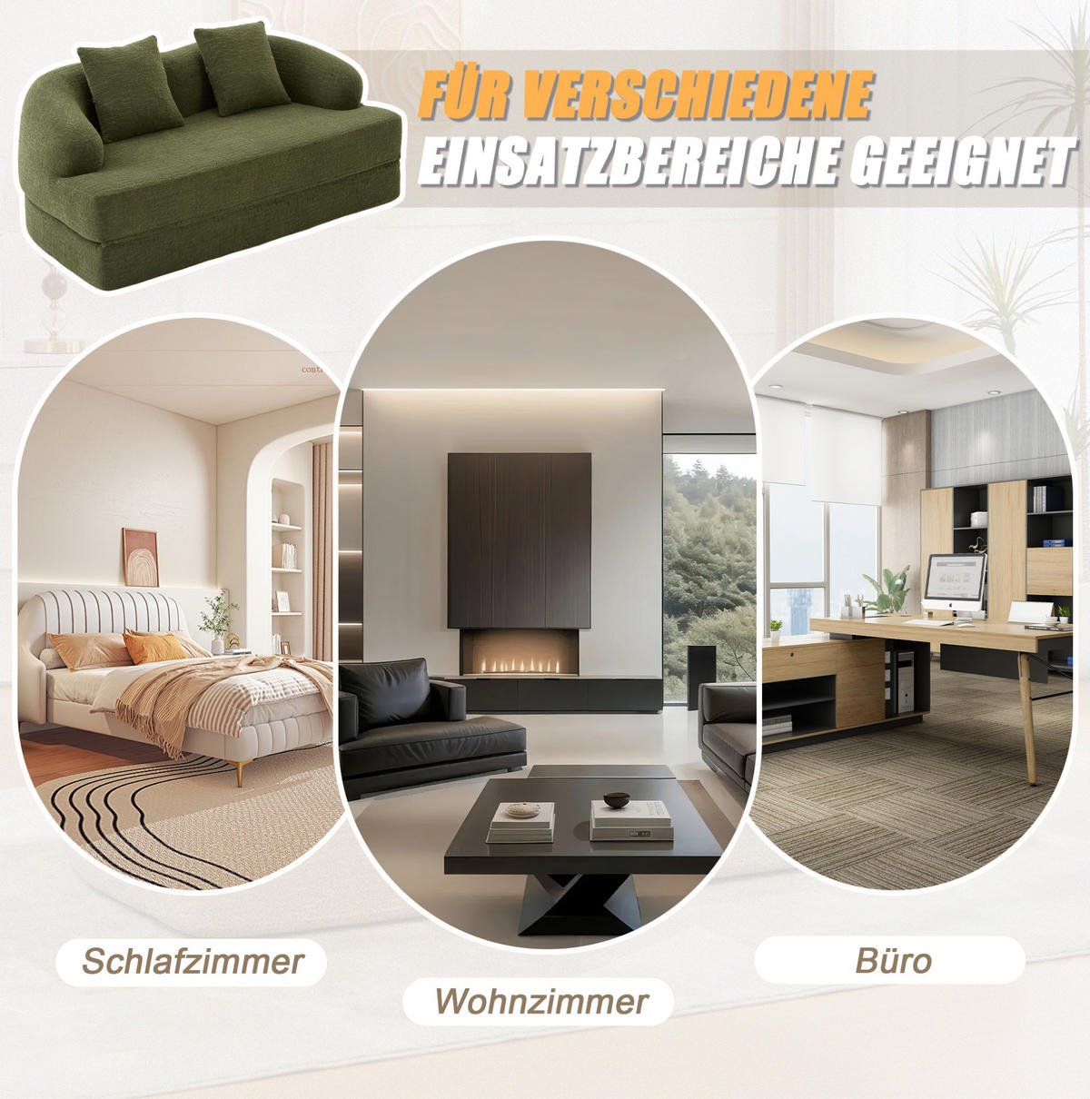 SCHLAFSOFA 157/84/65 cm aus Chenille mit Klappfunktion Grün - Grün, Textil (84/65/157cm) - Modenvie