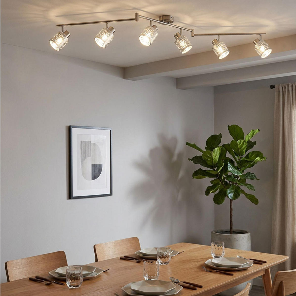 DECKENLEUCHTE Metall Silber mit Dekorstanzungen - Silberfarben, Metall (145/14/18cm) - Globo Lighting