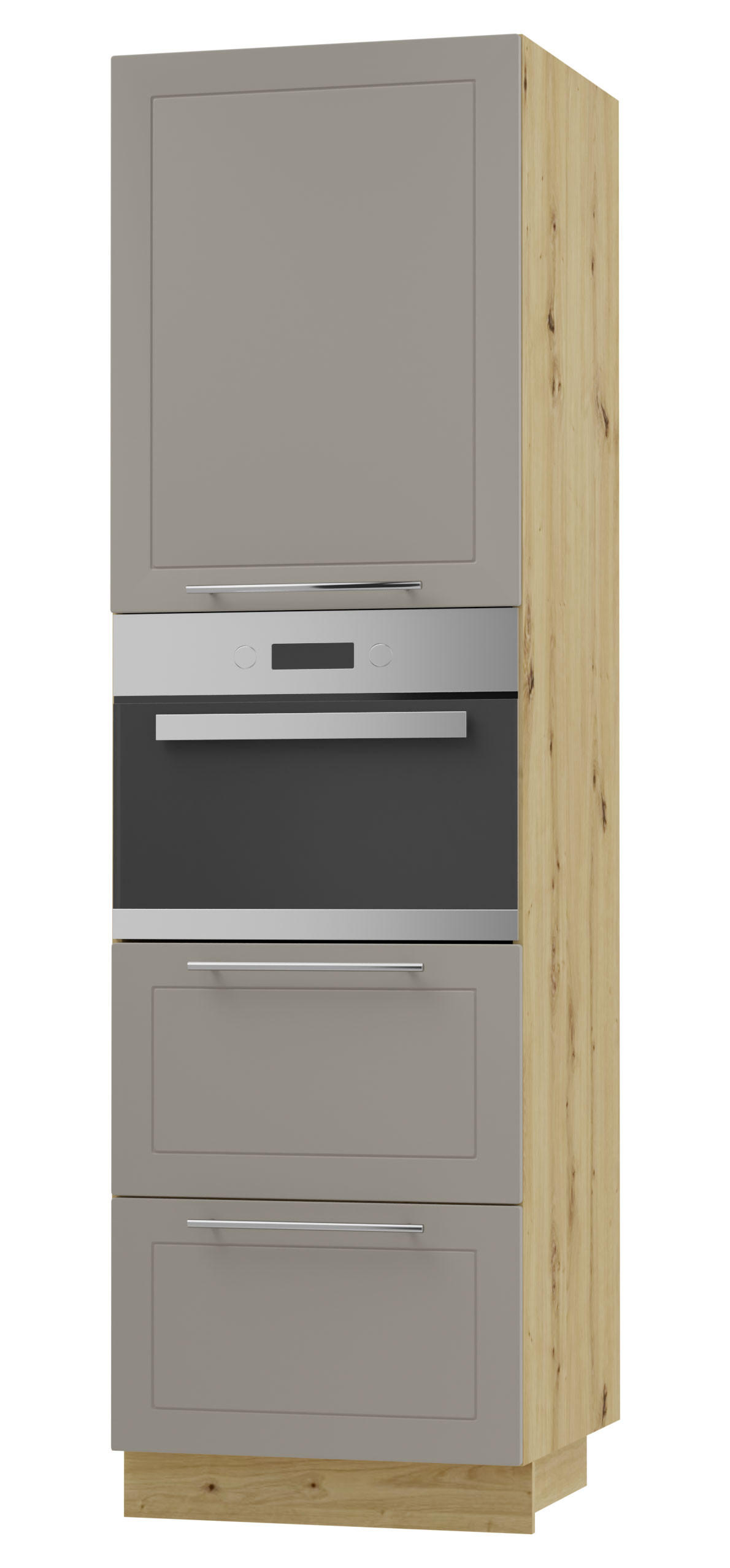 BACKOFENHOCHSCHRANK Kvantum D14/RU/2M/356 Beige Matt / Eiche Artisan Matt 60 / 59 / 207cm - Beige/Eiche Artisan, Holz/Holzwerkstoff (60/207/59cm) - Feldmann-Wohnen