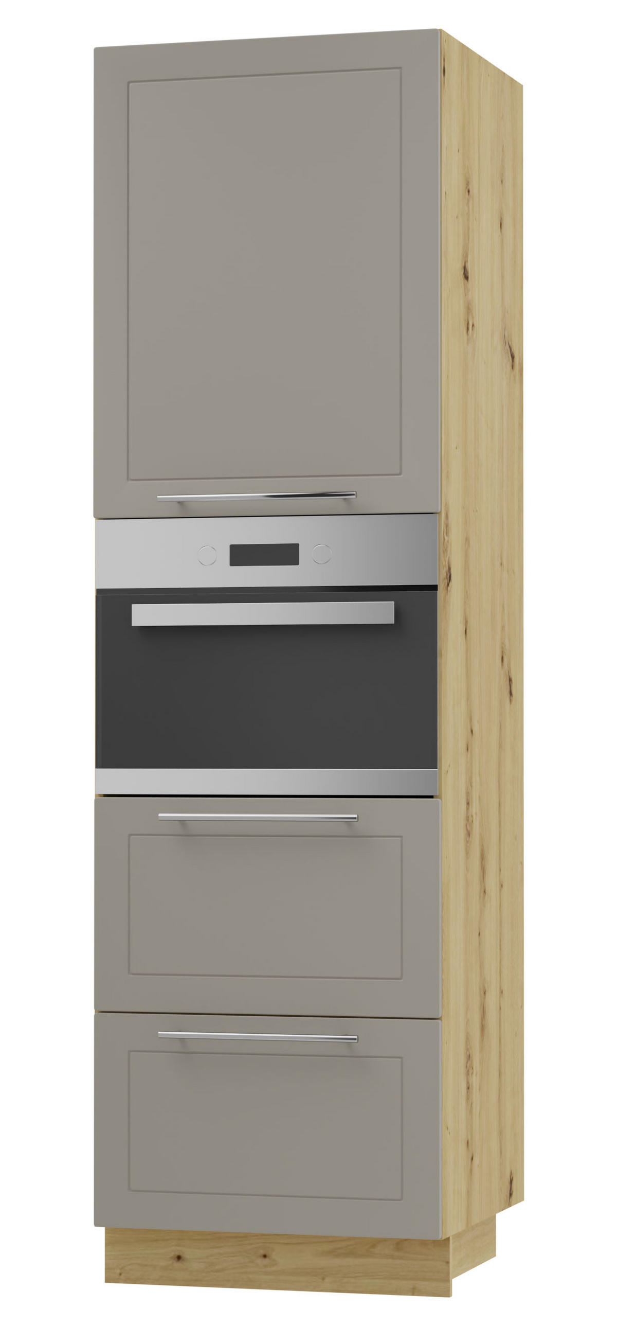 BACKOFEN-HOCHSCHRANK Kvantum D14/RU/2A/356 Beige Matt / Eiche Artisan Matt 60 / 59 / 207cm - Beige/Eiche Artisan, Holz/Holzwerkstoff (60/207/59cm) - Feldmann-Wohnen