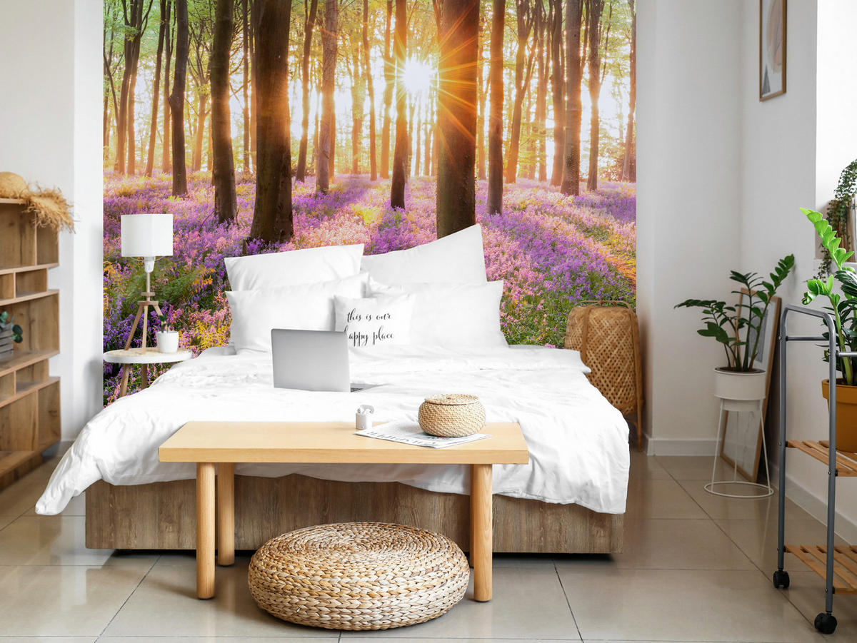 FOTOTAPETA Les Kvety Východ Slnka Krajina 3D 400 x 280 cm - oranžová/hnedá, papier (400/280cm) - Muralo