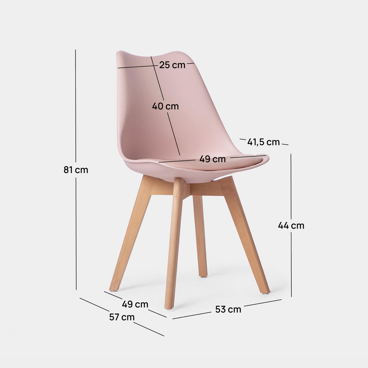 KÜCHENSTUHL Kler Rosa 49 cm x 81 cm 4er-Set - Pink, Kunststoff (49/81/57cm) - Klast Home