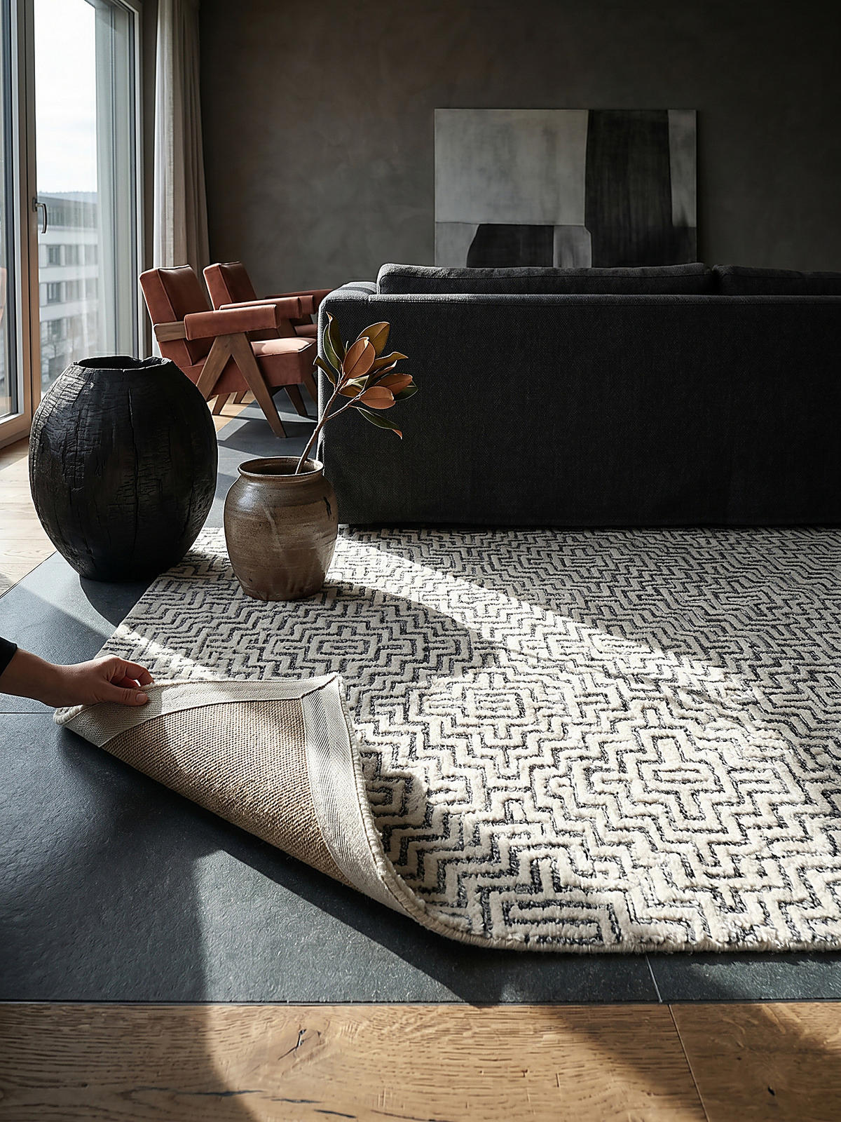 TEPPICH ARLEN, geometrisch, Grau, 160 x 230 cm - Grau, Textil (230/160cm) - KADIMA DESIGN