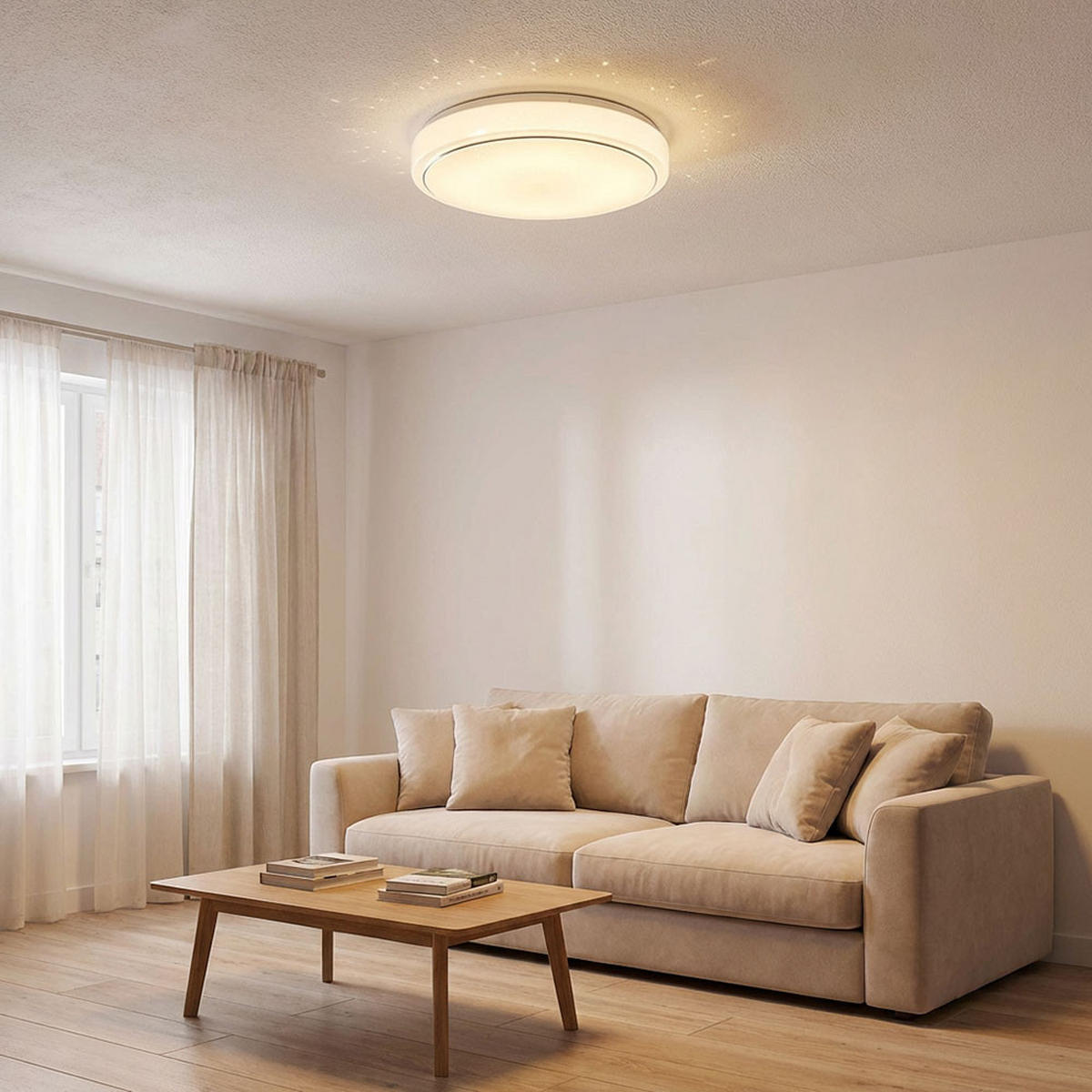 LED DECKENLEUCHTE Metall Weiß Opal - Weiß, Metall (37.5/37.5/8.5cm) - Globo Lighting