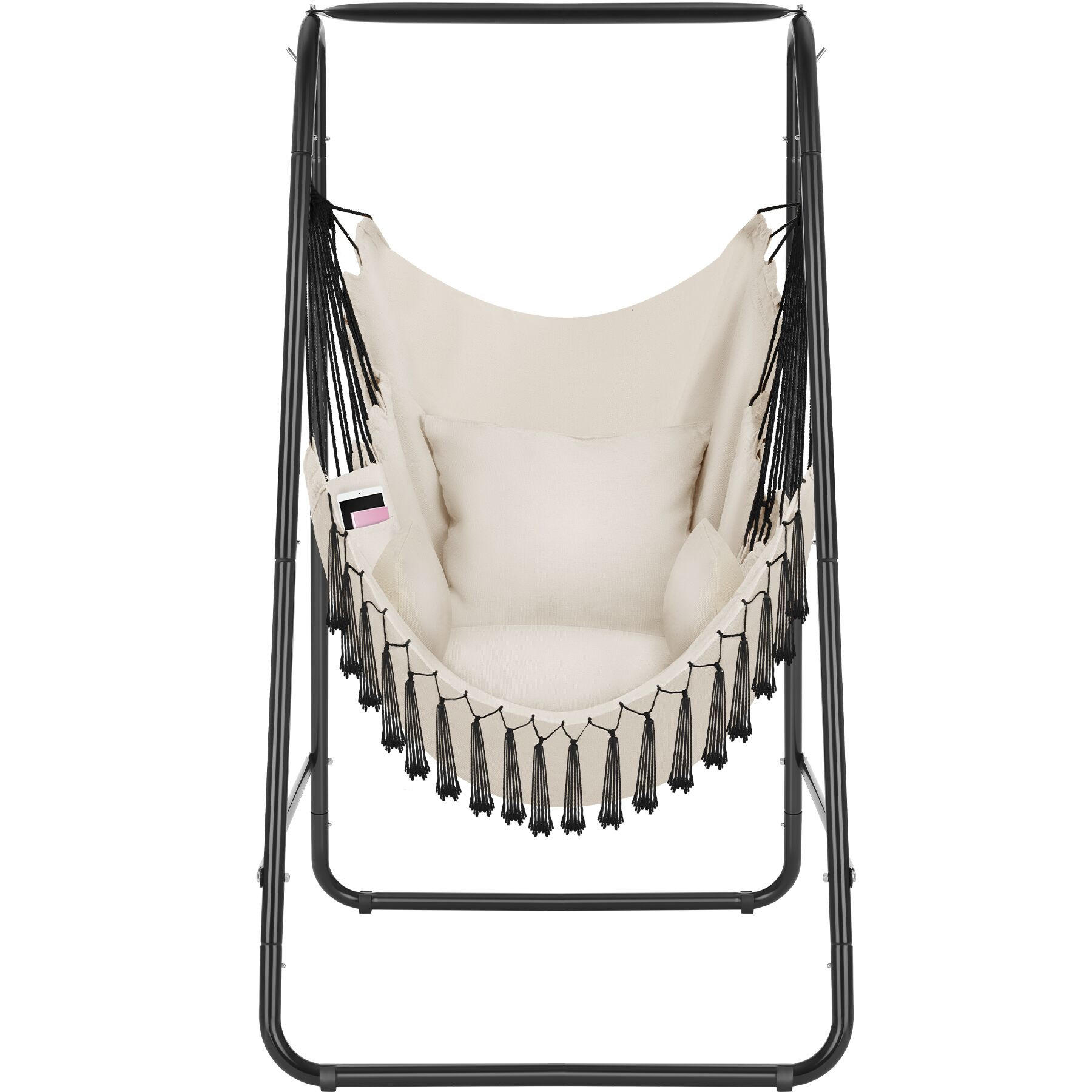 HÄNGESESSEL Alison,85 x 100 x 154,5 cm,beige - Beige, Naturmaterialien/Textil (85/154.5/100cm) - tectake
