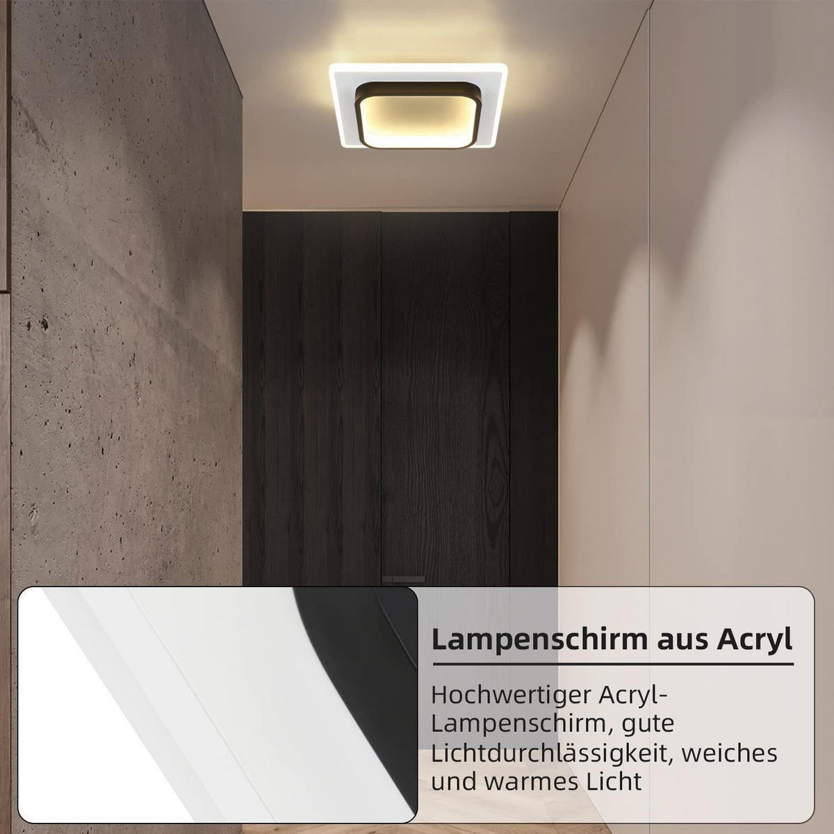 LED-DECKENLEUCHTE Harmonie 23.5/23.5/7 cm - Schwarz/Weiß, Kunststoff (23.5/23.5/7cm) - Nettlife