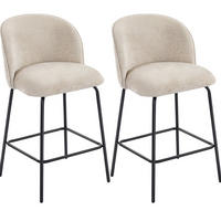 BARHOCKER 2er-Set mit Rückenlehne 48 cm Polyester Beige - Beige, Metall (50/93/55cm) - Meubliv