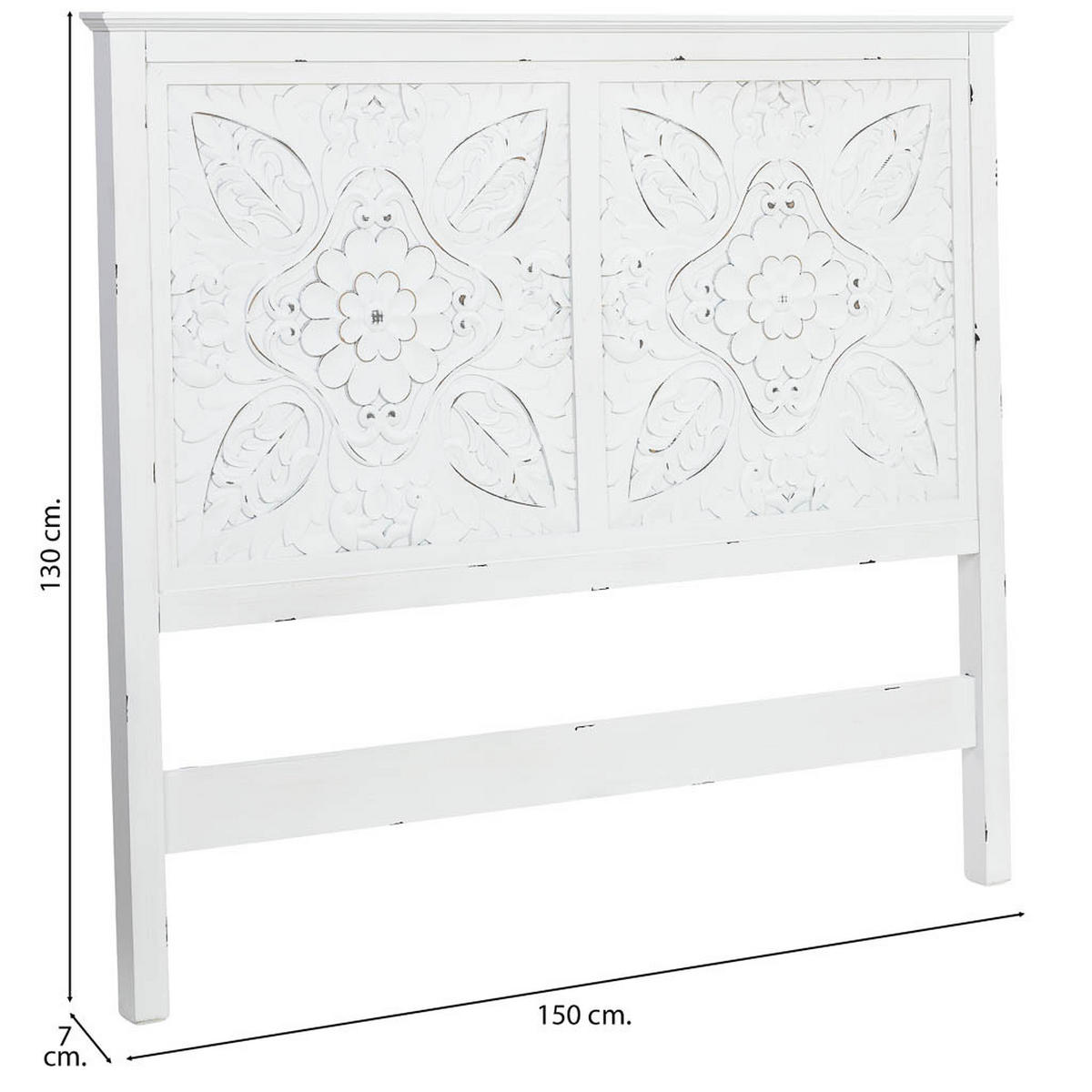 KOPFTEIL aus Holz, grau, 150x7x130cm - Weiß, Holz (150/130/7cm) - Wanderlust