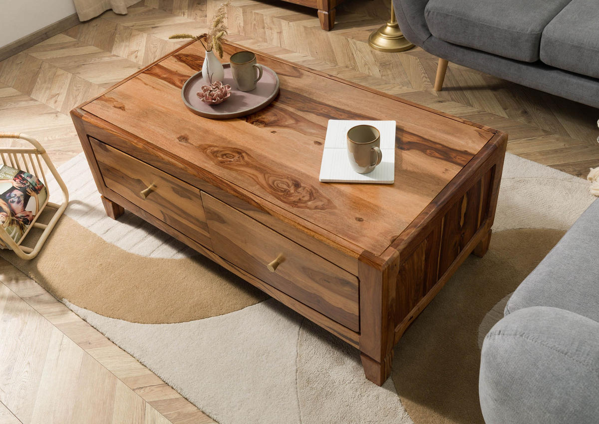 COUCHTISCH Sheesham 115x60x45 braun lackiert ANCONA #102 - Braun, Holz (115/60/45cm) - Massivmoebel24