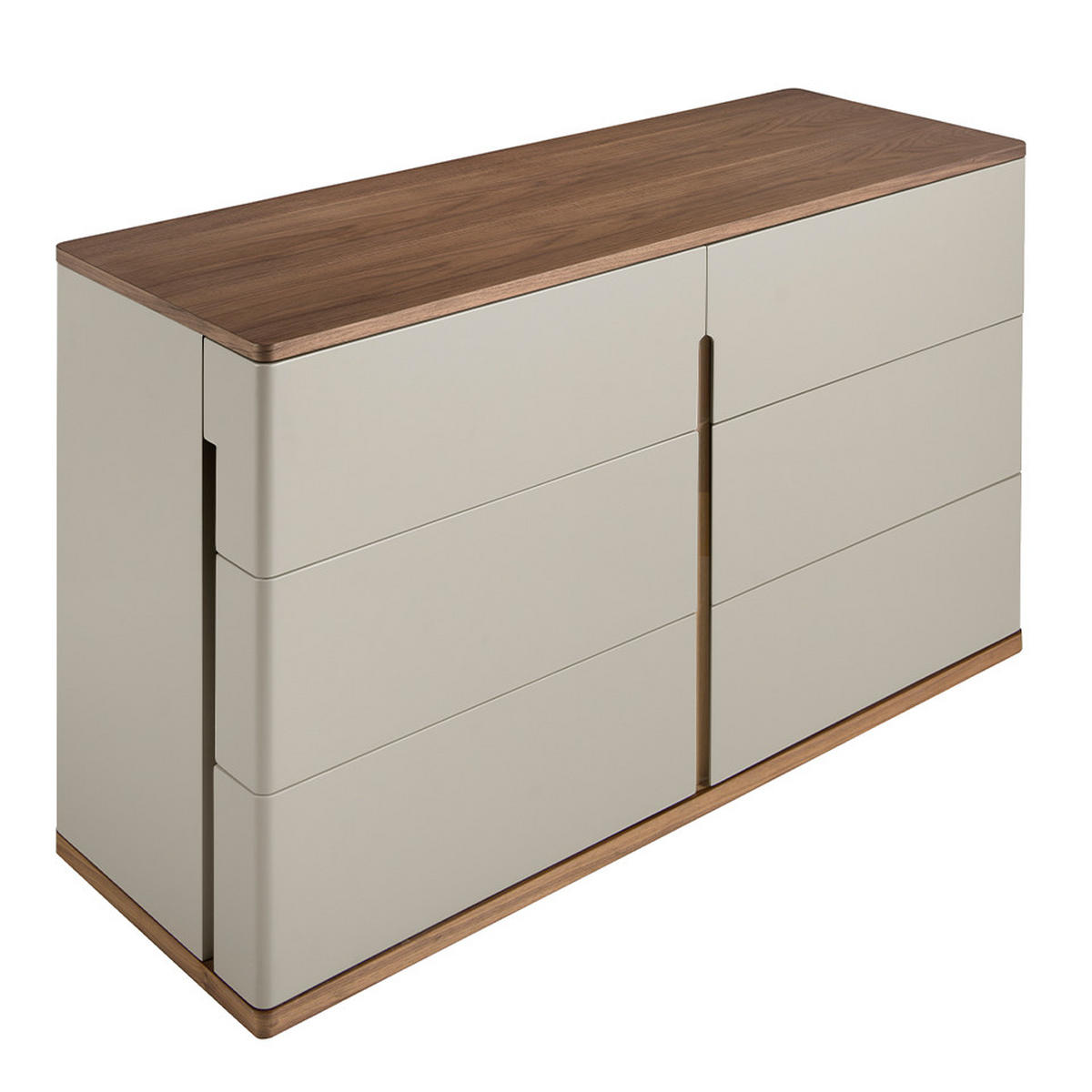 KOMMODE Rechteckig Grau Walnuss 135/48/76 cm - Walnussfarben/Grau, Holz (135/76/48cm) - ANGEL CERDA