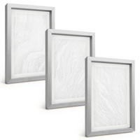 BILDER SET 3er Set - 20x30 cm Silberner Rahmen - Elegante Marmorstruktur - Silberfarben, Kunststoff (20/30cm) - TULUP