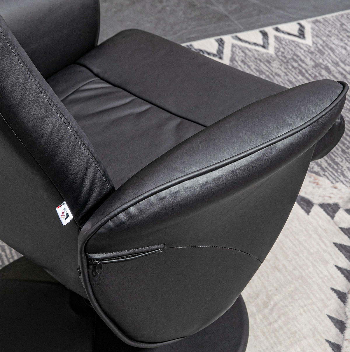 RELAXSESSEL 76/81/101 cm manuell verstellbar mit Hocker und Drehfunktion - Schwarz, Metall (81/101/76cm) - BEAOK