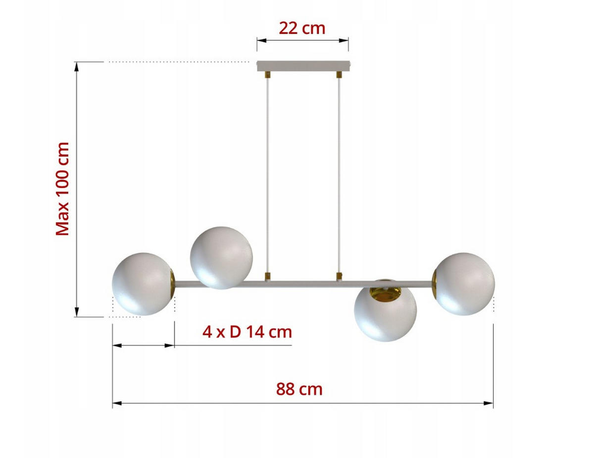 PENDELLEUCHTE ECRU II - Beige/Goldfarben, Glas/Metall (35/88/100cm) - kiki design