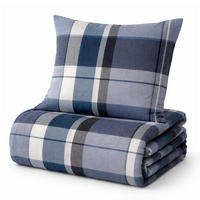 BETTWÄSCHE Feinbiber Herbst/Winter 135x200 cm Blau (Kariert) - Blaugrau, Textil (135/200cm) - Bestlivings