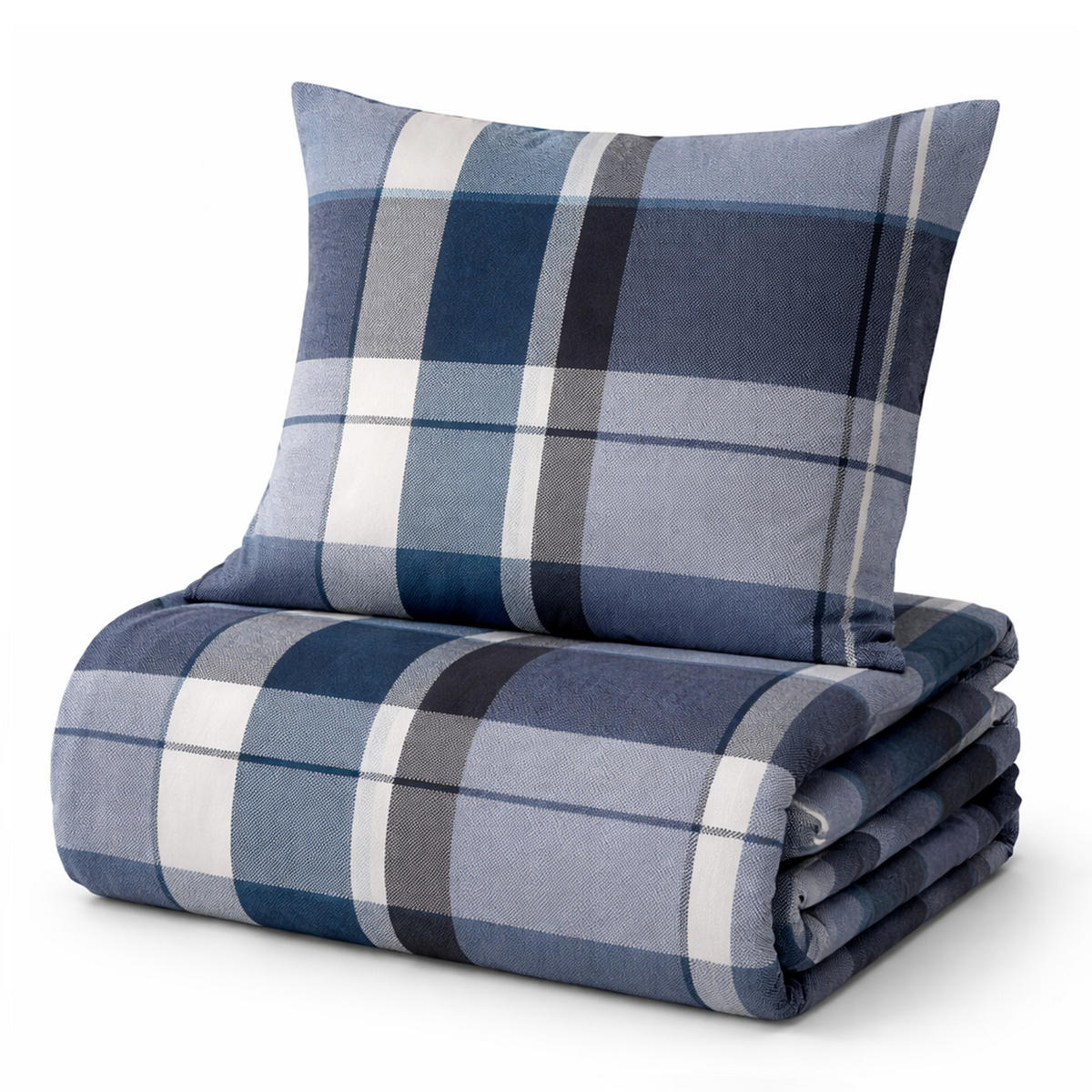 BETTWÄSCHE Feinbiber Herbst/Winter 135x200 cm Blau (Kariert) - Blaugrau, Textil (135/200cm) - Bestlivings