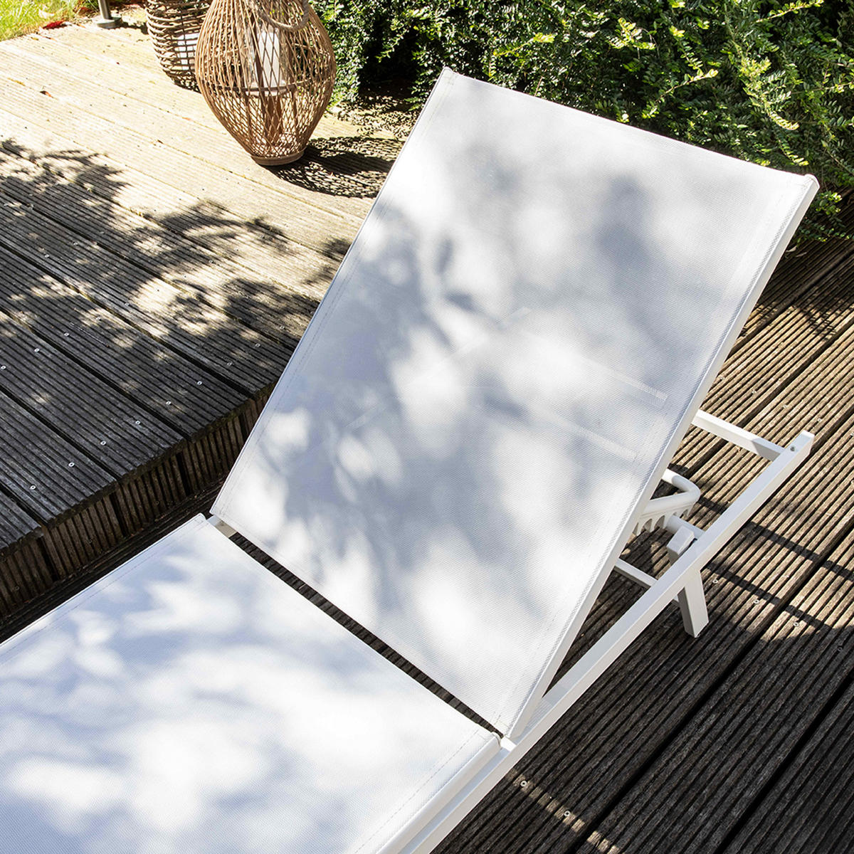 SONNENLIEGE 2-tlg., Weiß - Weiß, Metall (195/90/60cm) - Oviala