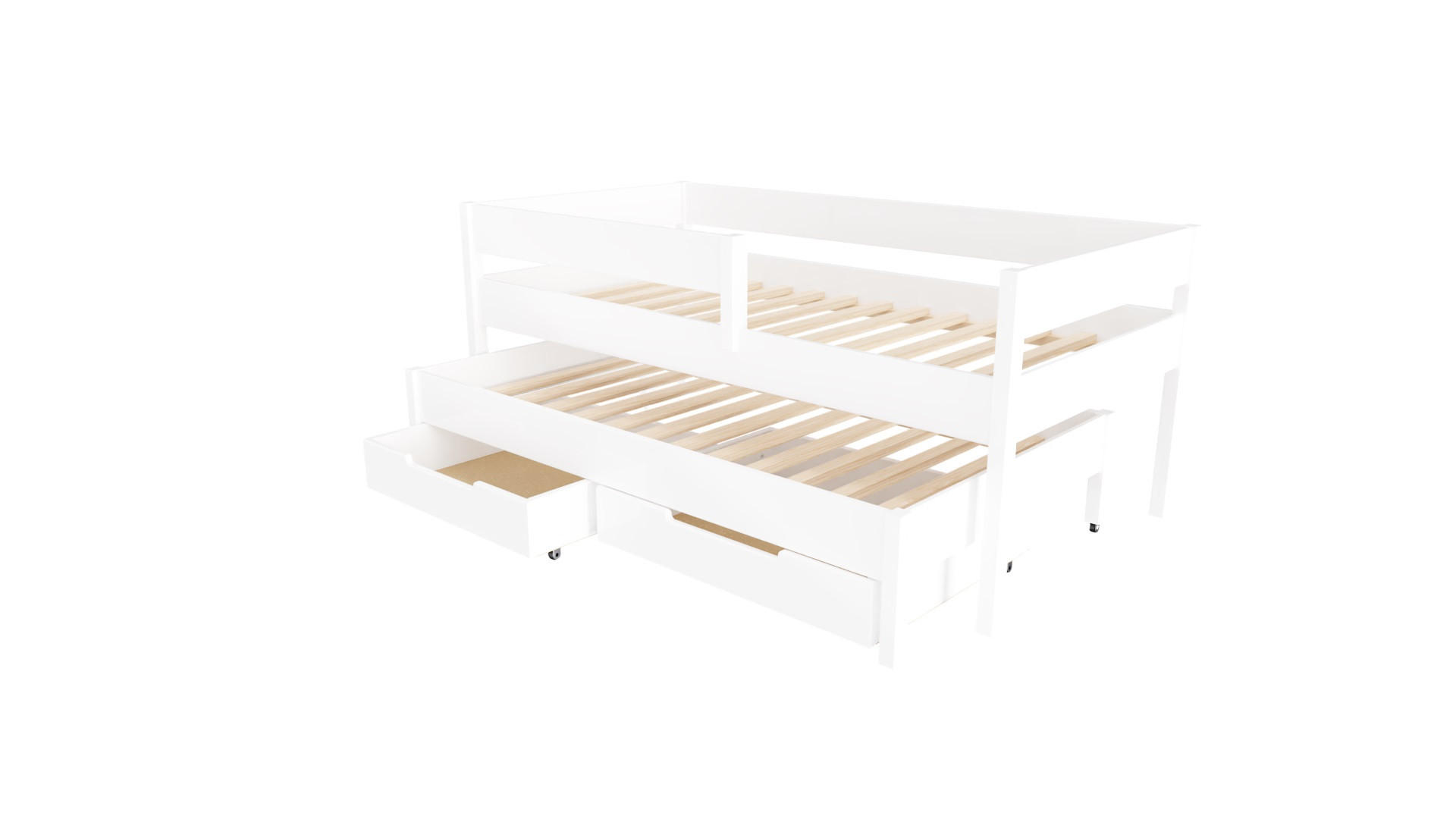 AUSZIEHBETT Junior 140x70 weiß mit Schubladen - Weiß, Holzwerkstoff (70/140cm) - LUKDOM