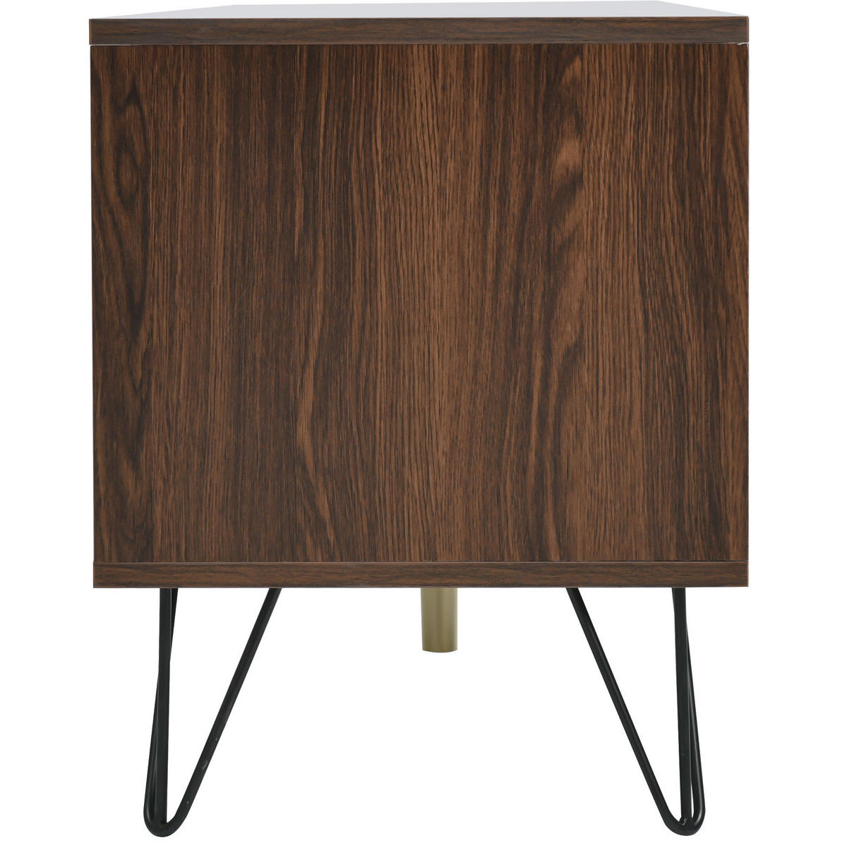 TV-LOWBOARD aus Holzwerkstoff 155x38x48 cm Natur mit 2 Türen, goldfarbenen Griffen und Eisenfüßen - Naturfarben, Holzwerkstoff (155/48/38cm) - Modfu
