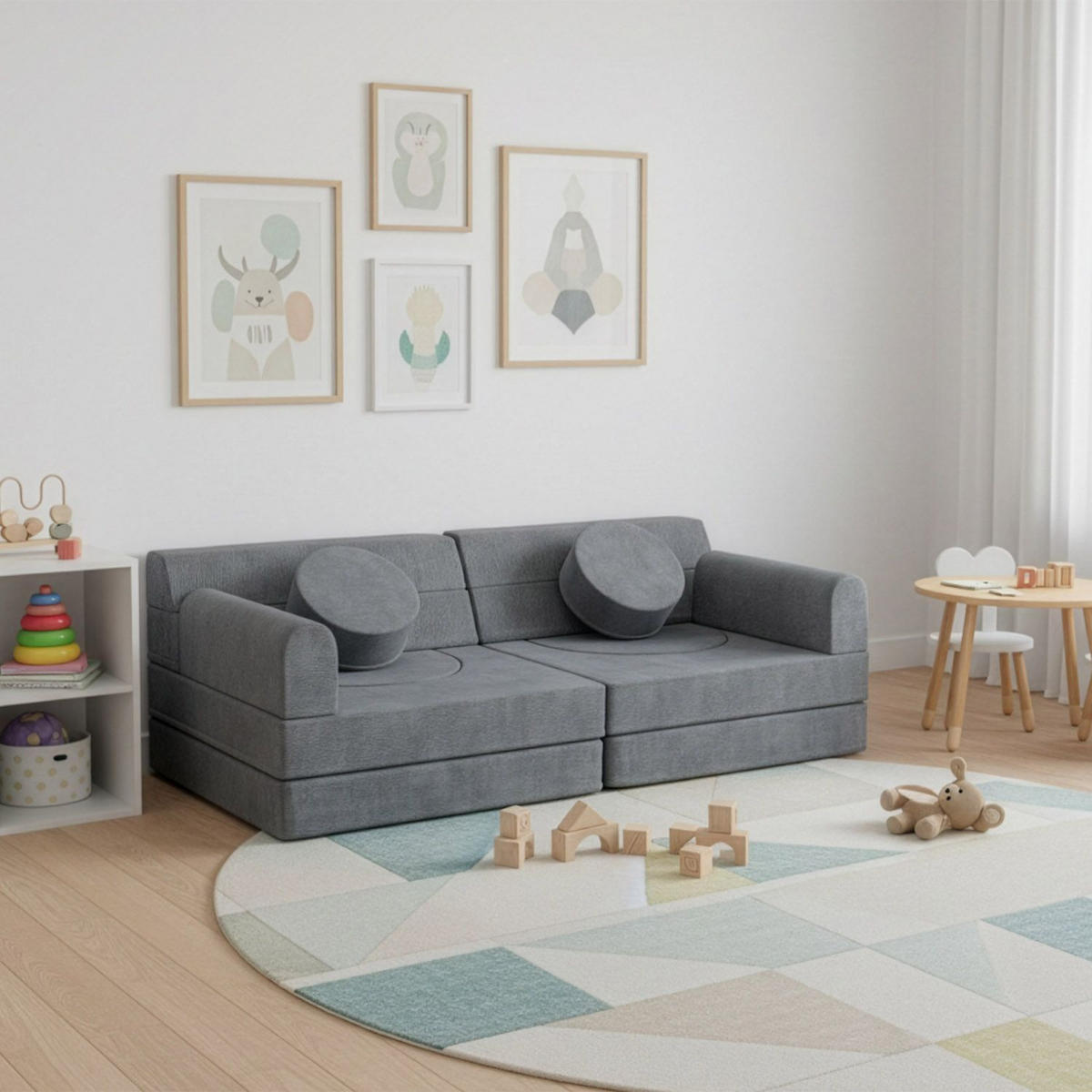 KINDERSOFA Kayo cord hellgrün - Grün, Textil (150/50/75cm) - Juskys