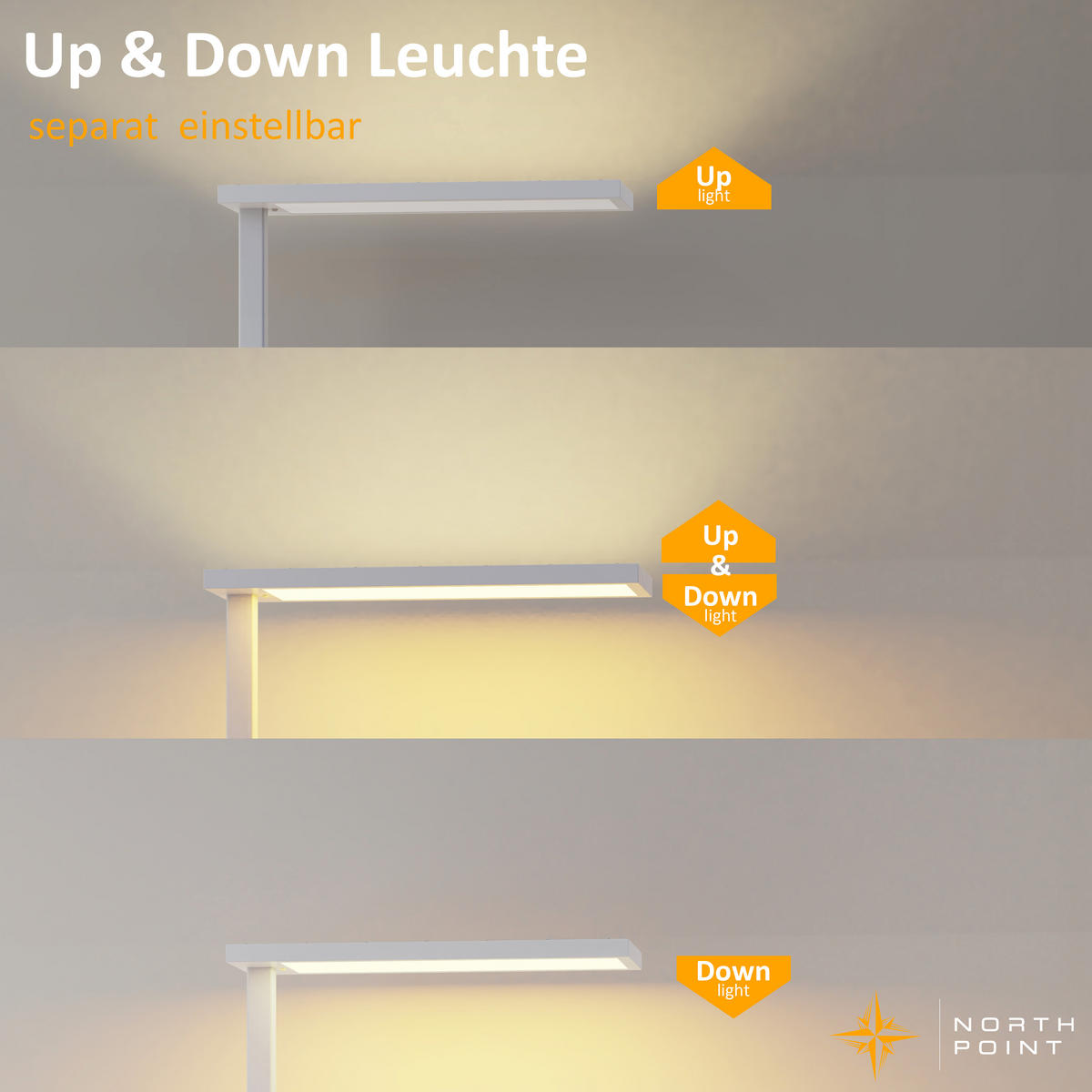 LED-STEHLEUCHTE Weiß 195 x 80 x 24 cm Metall - Weiß, Metall (80/30/195cm) - Northpoint